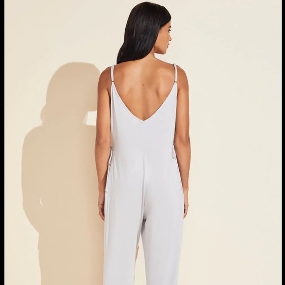 Eberjey PJ's Pijamas Finley Light Grey  Super Soft Eco Bamboo Jumpsuit S… - Picture 3 of 5
